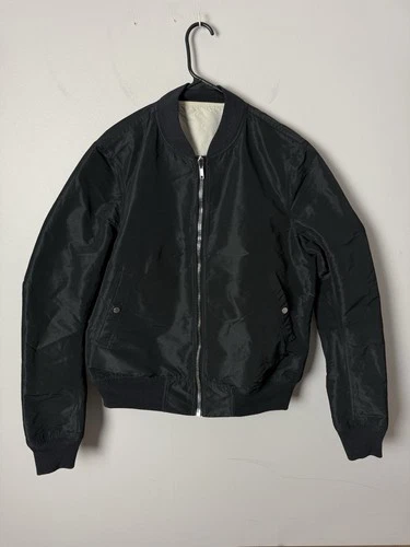 Rick Owens Reversible 2020 Size 42 Black/Cream Zip Bomber Cropped Jacket - product listing photo