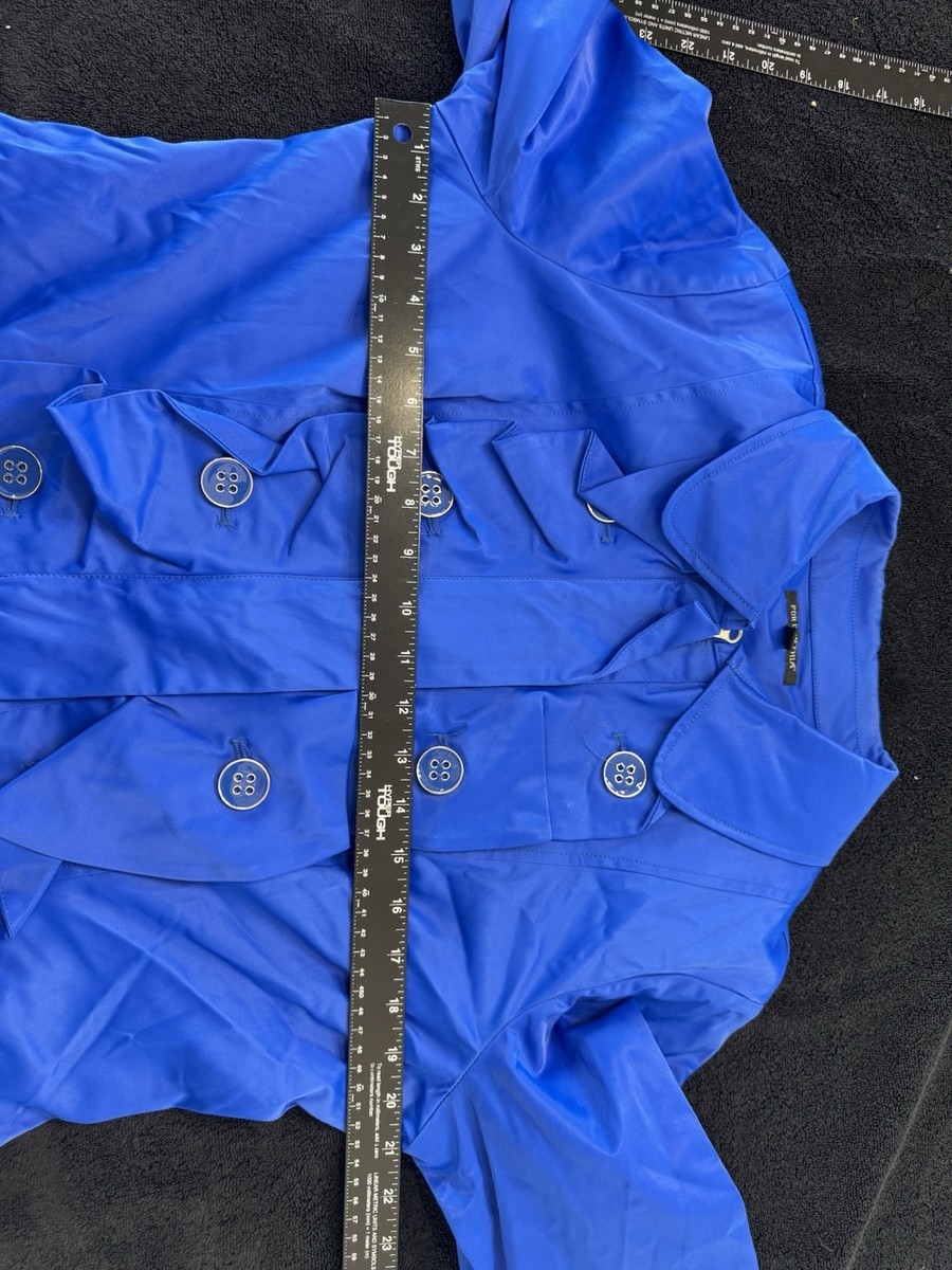 For Cynthia Front Zip Faux Buttons Royal Blue Jacket XL | eBay