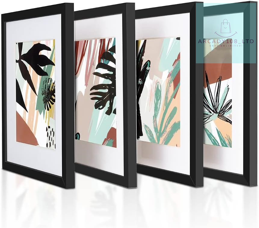 ArtbyHannah Black Framed Botanical Wall Art Prints Abstract Leaf
