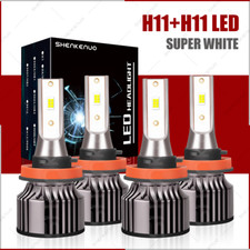 4X H11 H11 2-Side LED Headlight Kit High low Beam Bulbs Super Bright 6500K White