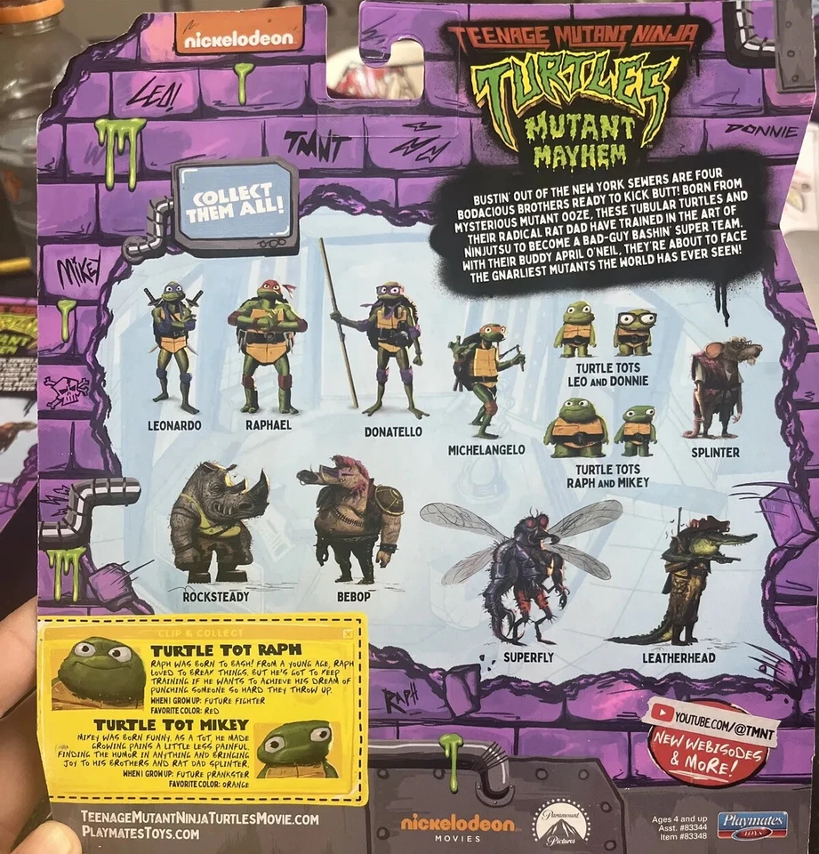 Lote de 2 paquetes dobles Teenage Mutant Ninja Turtles Tots RAPH MIKEY LEO DONNIE TMNT Foto 4 de 4