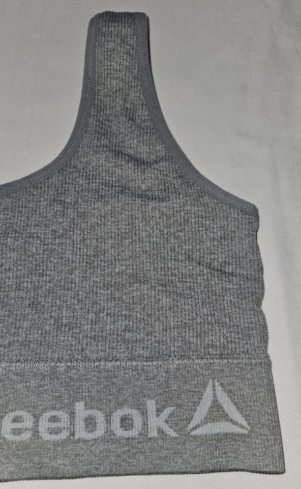 锐步运动文胸女式 S 码希瑟灰色套衫锻炼慢跑跑步者 — 第 3/4 张图片