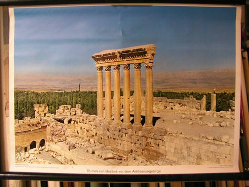 Schulwandbild Mural Image Ruins Baalbek Antilibanon Mountain Asian 71x51cm - Picture 1 of 1