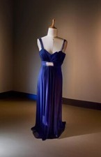 Long Navy diamante Ballgown Cruise  party Dress 12