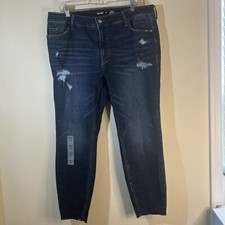 Old Navy Women's Rockstar Super Skinny High Rise Blue Jeans 20 Distressed