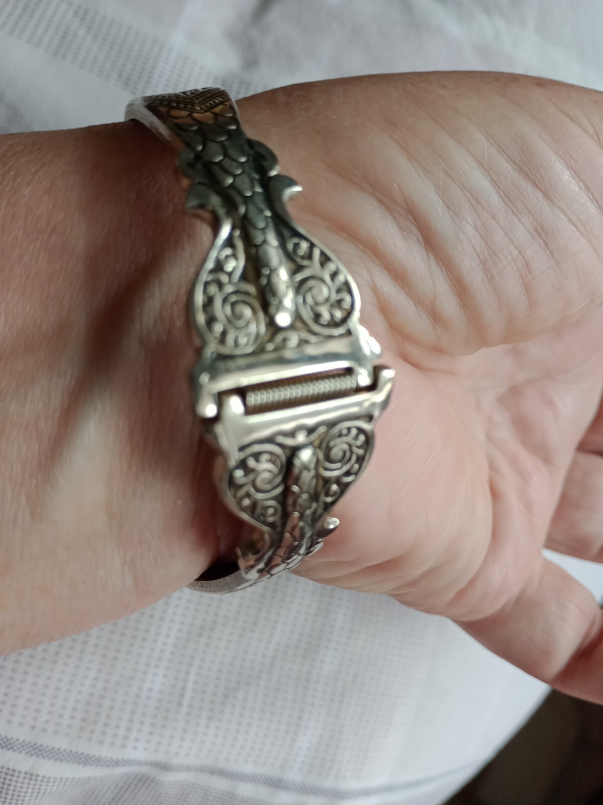 Vintage Unmarked Silver Double Headed Snake Hinged Bracelet eBay