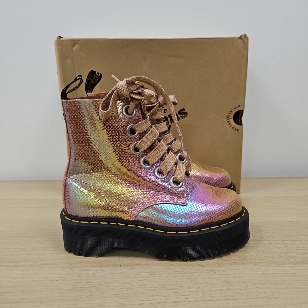 Dr Martens Molly Iridescent Pink Mermaid Quad Platform Chunky - Main Image