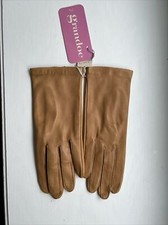 Vintage Grandoe Women  s Sz 7 1/2 TAN Leather Gloves NWT Brown Camel Supple Soft