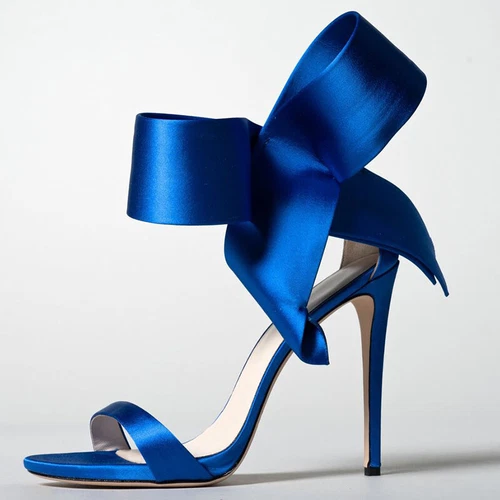 Trend Women's Sandals Big Bowtie Decroted Ladies High Heels Bridal Shoes - Foto 7 di 20