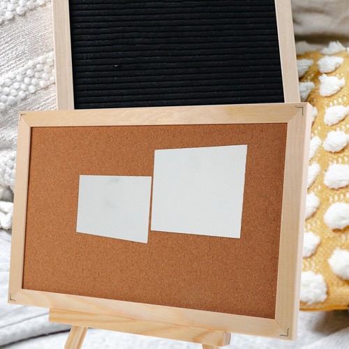 Wooden Frame Note Board Message Double Sided Cork Bulletin for Wall Office - Picture 9 of 12