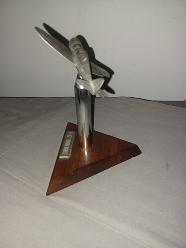 Republic P-47 Thunderbolt Wood Base Pewter Steel Artillery Shell Desktop Model  - Picture 5 of 6