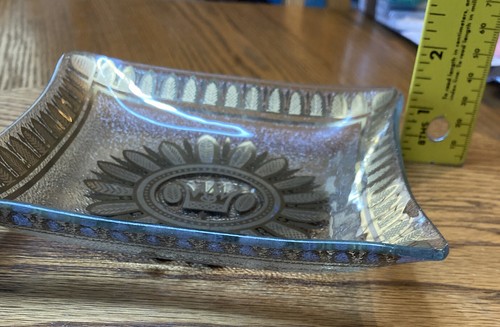 Vtg Georges Briard 5.5” Square Glass Tray Gold Signed Trinket/ashtray MCM - Picture 9 of 9