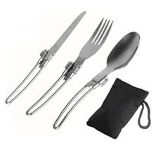 Folding Spork Fork Knife Spoon Hiking Backpacking Dinner Utensil Tableware 