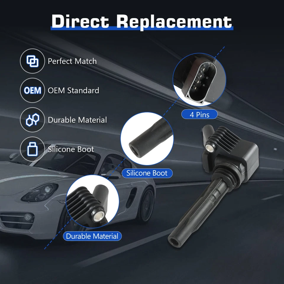 4 bobinas de encendido y bujías UF718 para Volkswagen Jetta 2013-2018 1,4 L L4 Foto 3 de 4