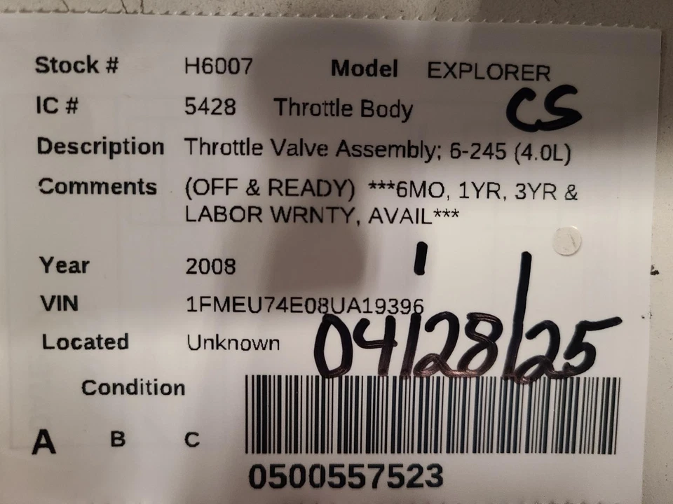 Used Fuel Injection Throttle Body fits: 2008 Ford Explorer  Grade A - Imagem 3 de 4