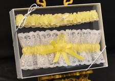 Bridal Garter Set of Two- One to Keep and One to Toss- White and Yellow