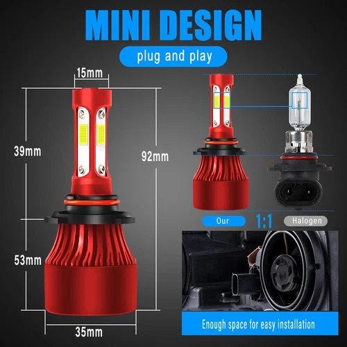 4-Side 9005 9006 Combo LED Headlight Kit High Low Beam Bulb 6000K 4800W 720000LM - Picture 6 of 12