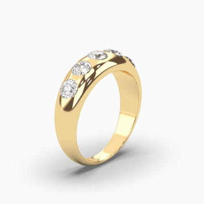 Bague Demi-Éternité Diamants Naturels 0.75 Ct - Or 14K Taille 7 - Elizabeth Jewelry Neuf