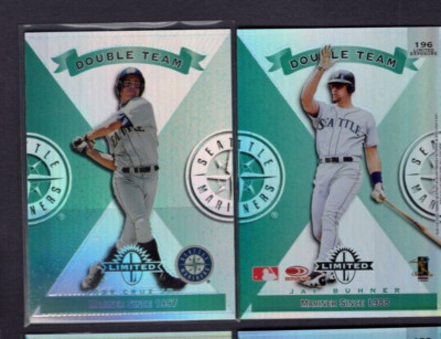 1997 DONRUSS LIMITED EXPOSURE DOUBLE TEAM REFRACTOR #196 JAY BUHNER/JOSE CRUZ JR