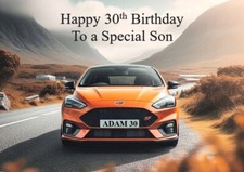 Personalised Birthday Card Orange Car