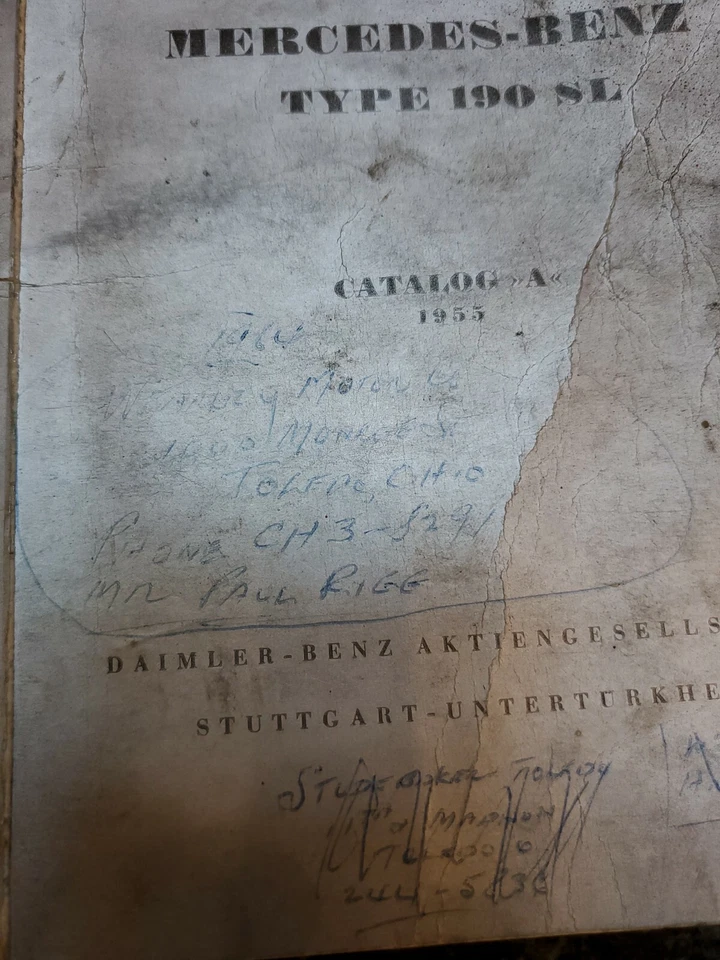 Mercedes Benz 190SL 1955 catálogo un libro manual Roadster w121 original OEM Foto 2 de 4