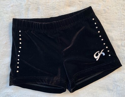 GK Elite SHORTS Leotard BLACK Velvet SWAROVSKI