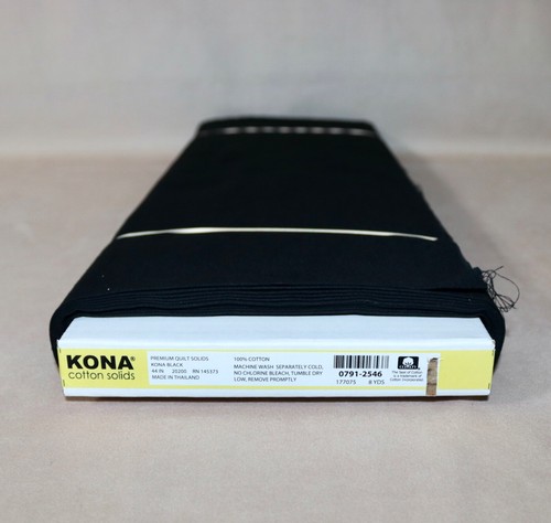 Kona Solids Black Cotton Fabric 1/4 Yard 9” X 44” Brand New - Picture 8 of 24