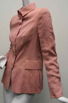 $3500 NEW A-K-R-I-S AKRIS Jacket Christine Coral Orange  WOOL LINEN Blazer 8