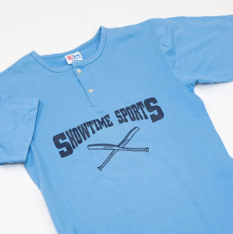 Camiseta Raglán Béisbol De Colección Showtime Deportes Hombres Talla Mediana Azul 20x29 Foto 3 de 4