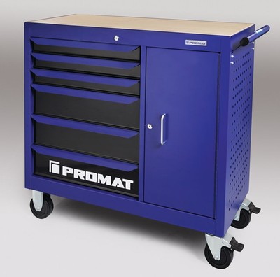 Promat Trend Workshop Cart Rolling Workbench 6 Drawers 1 Door
