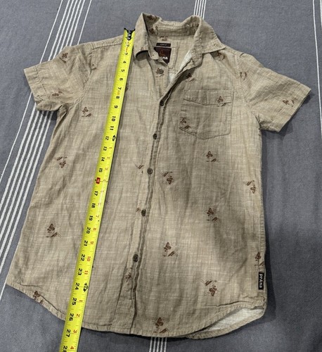 Prana Men's Slim Fit Short Sleeve Brown Mountain Print Button Collared Shirt - Picture 7 of 13