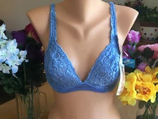 120 Warner's 34C Blue Gloss Lace Elegance Underwire Bra  #1280 VTG NWT NOS B