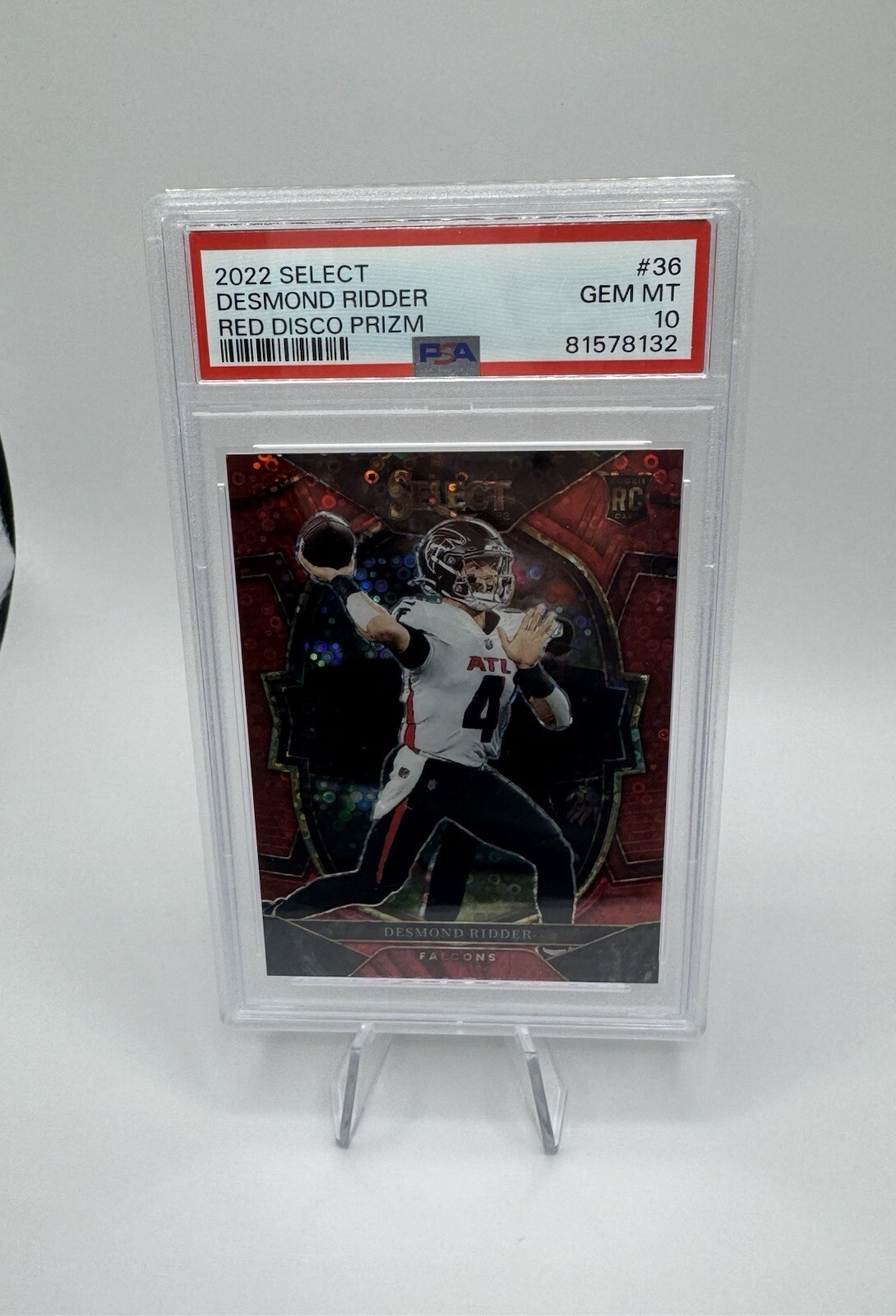 2022 Panini Select Concourse Red Disco Prizm /49 Desmond Ridder PSA 10 Gem Mint