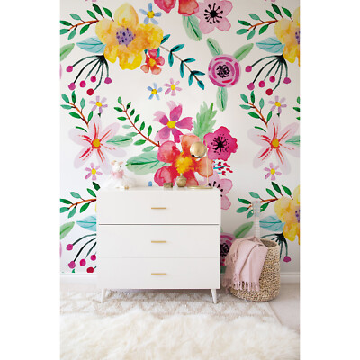 Non-Woven wallpaper Dream Magic Garden Vibrant floral Traditional Flower Mural