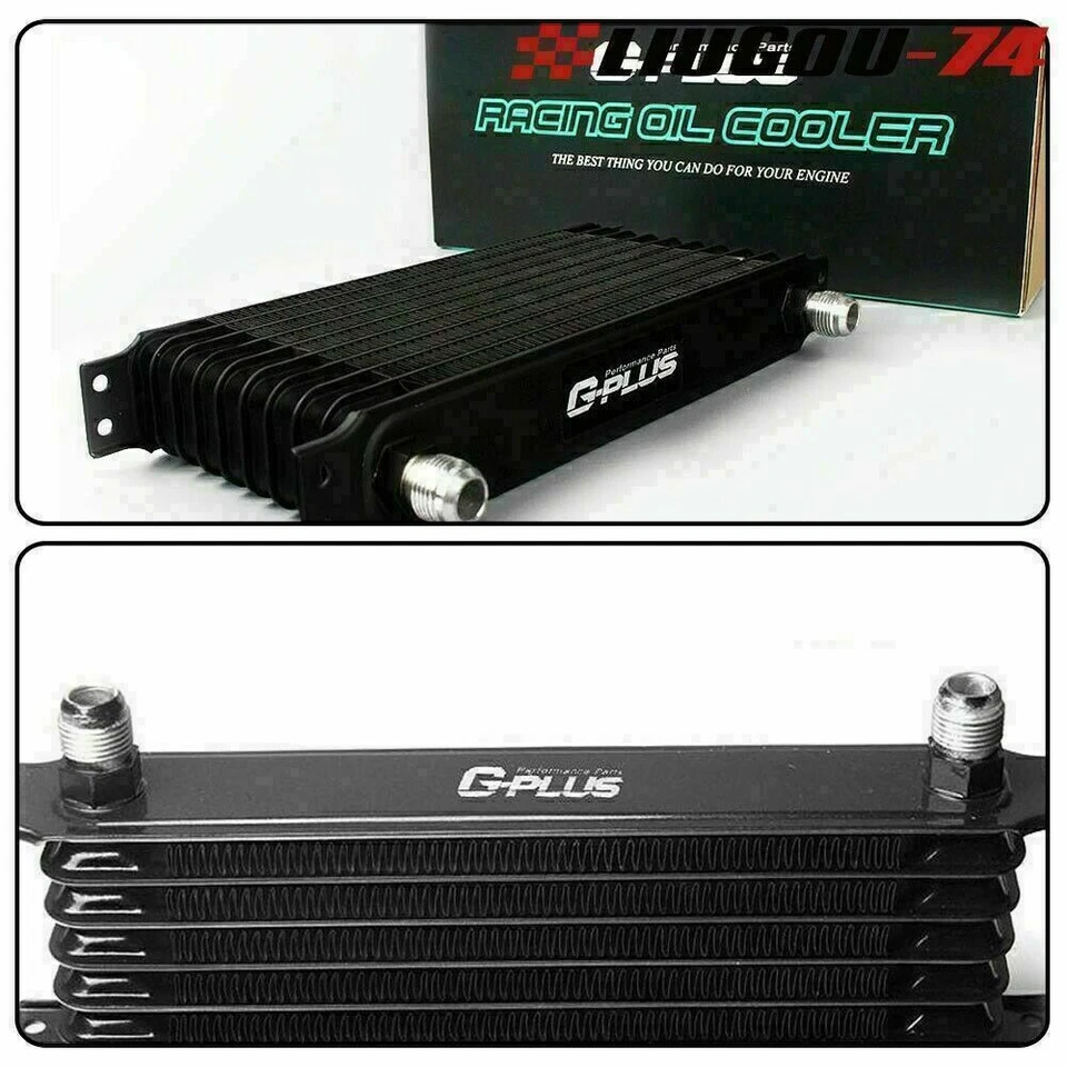 Enfriador de aceite de motor de aluminio AN10 universal de 15 filas + kit adaptador de termostato nuevo Foto 3 de 4