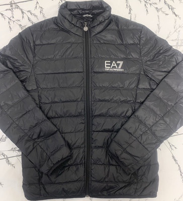 EA7 Emporio Armani Herren Steppjacke S Schwarz Polyamid Logo, beschädigt