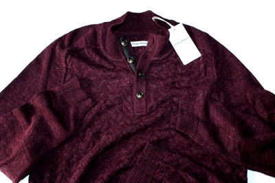 Tommy Bahama Sea Swell Button Mock Sweater Pullover Cherry Purple New Medium M