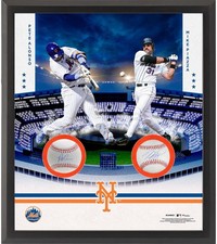 Mike Piazza & Pete Alonso NY Mets FRMD Signed Two Baseball Shadowbox Collage