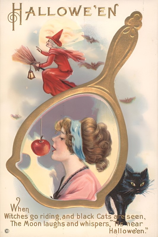 Happy Halloween  SPOOKY Vintage Reproduction Postcard  6" X 4" i31