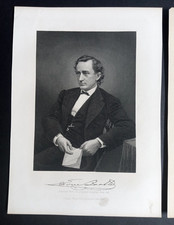 Edwin Booth Steel Engraving Antique Portrait Print c1850s-1890s