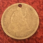 1875 Liberty Seated silver Dime -holed
