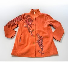 Vtg Bob Mackie Wearable Art Beaded Fleece Embroidered Full Zip Jacket Coat