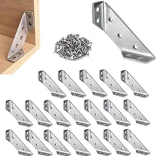 20 PCS Universal Stainless Steel Triangle Angle Bracket with Screws Fasten