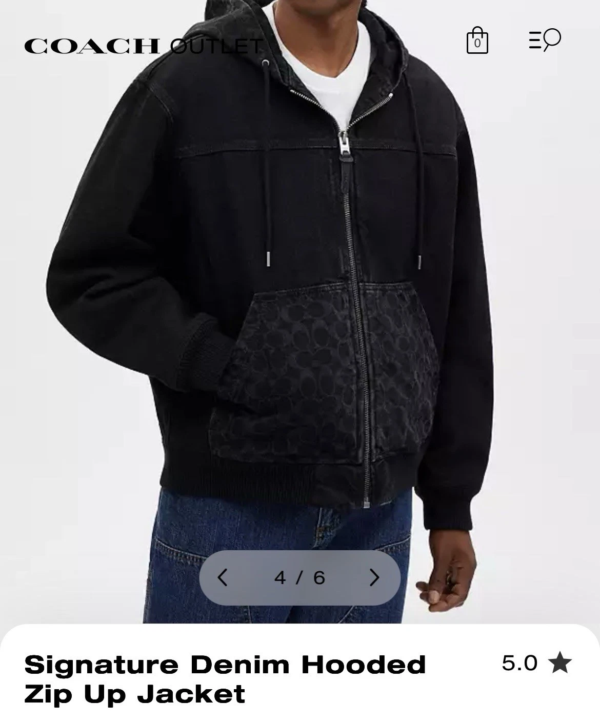 Coach Monogram Denim Felpa con Cappuccio Giacca di Jeans Zip Designer Maglione Mcm LV Taglia Rara