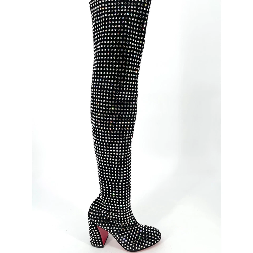 Christian Louboutin Jane Botta Alta Strass Boom Sobre la Rodilla Bota de Cristal EU 37 Foto 3 de 4