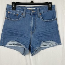 Levi Women's High-Rise Distressed Denim Shorts Size 27