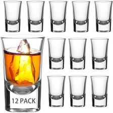 Pack de 12 Vasos Tequileros 1 Onza Base Pesada Vidrio Transparente para Licor
