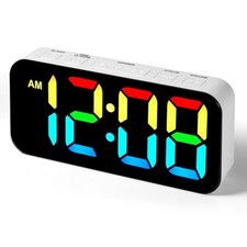 Loud Alarm Clocks for Bedrooms, Digital Clock with 13 Color Night Light, White