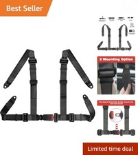 Black 4-point Harness For Heavy-duty Use In Utv Atv Lawn Mower - Long-lasting