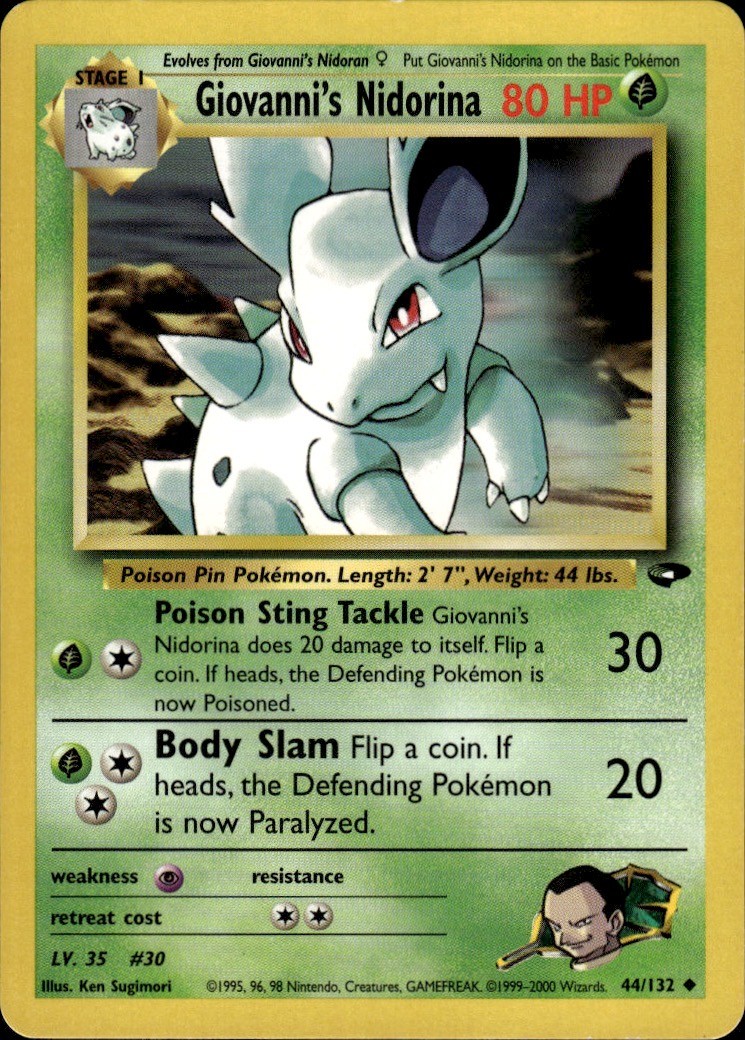 Giovanni's Nidorina 44/132 Uncommon Gym Challenge Pokemon Unlimited LP